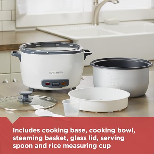 6-Cup Electric Rice Cooker with Steaming Basket & Keep Warm Feature