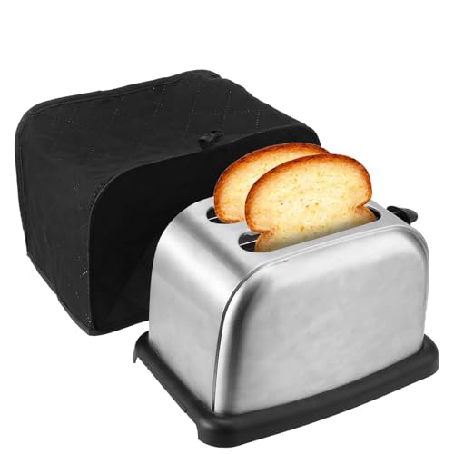 Quilted 2-Slice Toaster Cover - Durable Canvas Dust Protector, Black