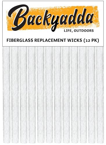 Tiki Torch Wick Replacement - 12 Pack Fiberglass Wicks for Outdoor Use