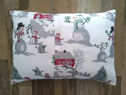 Kids Christmas Snowman Toddler Pillowcase - Soft, Cuddly, Machine Washable