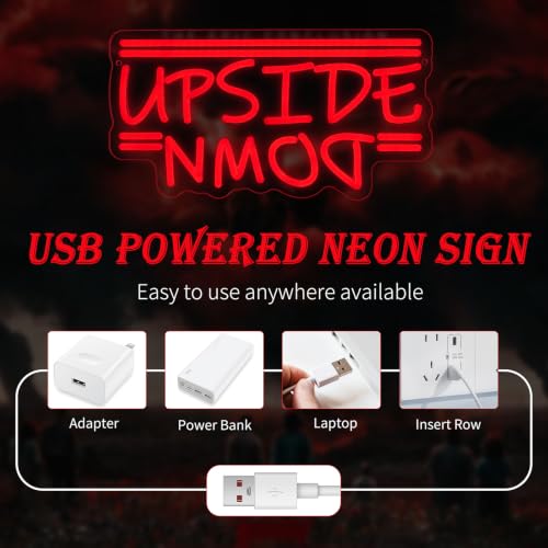 Upside Down Red Neon Sign 13.78x7.52 in - Dimmable Wall Décor by MissAudrey (Red-Upside Down)