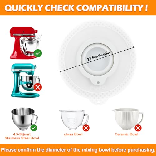 Silicone Bowl Cover for 4.5-5 Quart Tilt-Head Stand Mixers - Grey