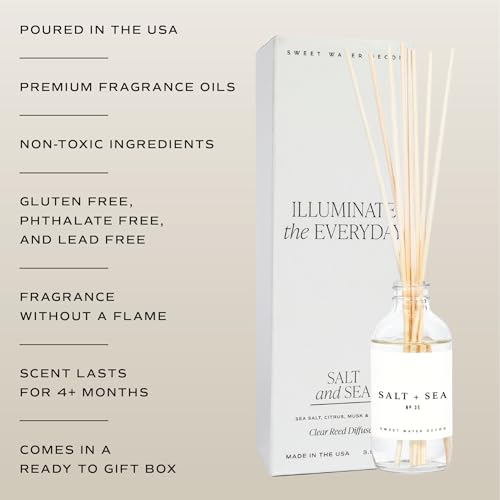 Sea Salt Citrus & Musk Amber Reed Diffuser Set - Non-Toxic Home Fragrance