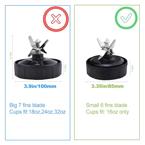 GahsElec 6 Fins Blender Blade Replacement for Ninja Auto IQ BL660 BL663 BL740, 16oz Cup Compatible