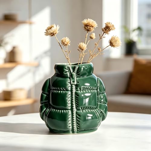 Puffer Jacket Shaped Ceramic Mug - Quilted Coat Design Coffee Cup, Novelty Drinkware