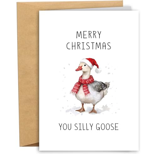 Funny Goose Christmas Card for Boyfriend Girlfriend — Variation #025, 8 x 5.3 inches, Blank Inside, RYYike