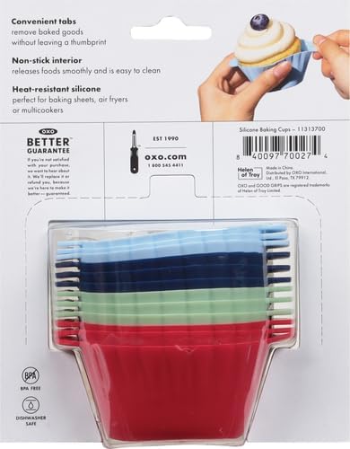 OXO Good Grips Silicone Baking Cups - Reusable, BPA-Free, Non-Stick | Pack of 12 Muffin & Cupcake Liners