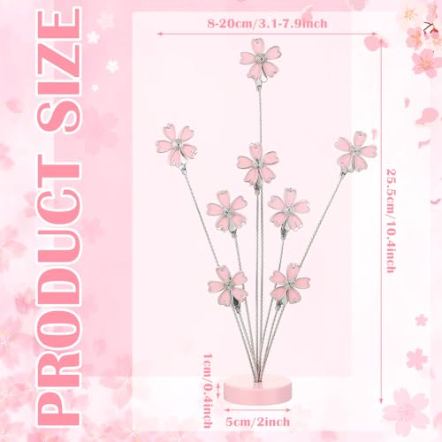 Pink Cherry Blossom Photo Tree Stand with 8 Clips for Desk Display
