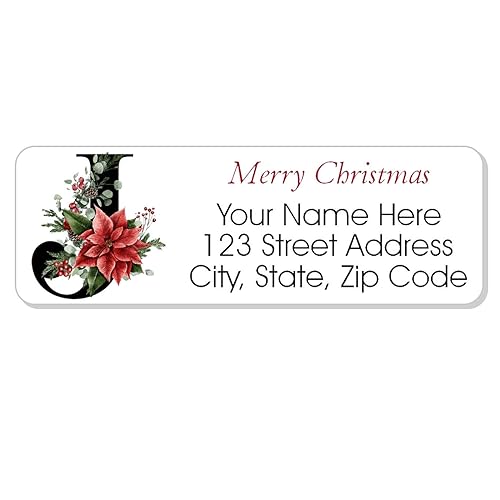 Personalized Christmas Return Address Labels Set of 60 - 3/4" x 2-1/4" White Matte, Easy Peel & Stick, Made in USA
