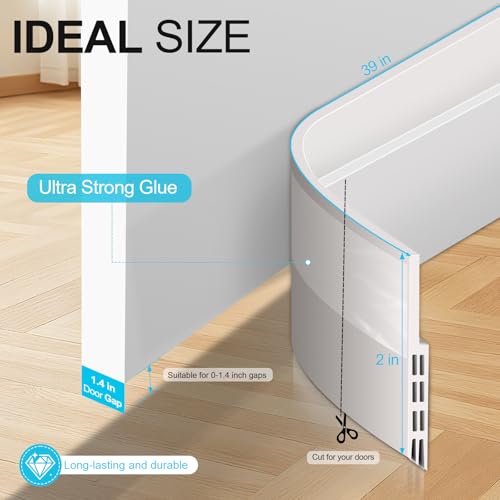 Under Door Draft Stopper Silicone Seal Strip (2 Pack) - Draft & Noise Blocker