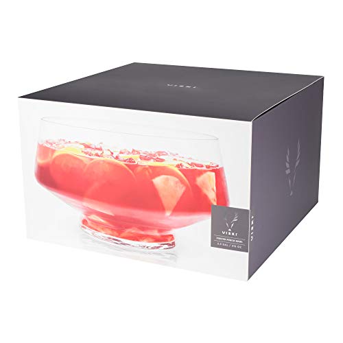 2.5-Gallon Footed Glass Punch Bowl, Large Angled Serving Bowl for Parties