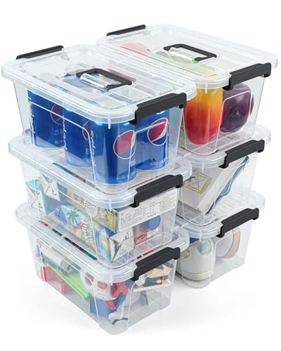 Clear Plastic Storage Bins with Lids 7-Quart 6-Pack Stackable Totes