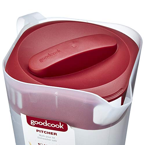 1 Gallon Plastic Beverage Pitcher with 4-Way Straining Lid & Markings