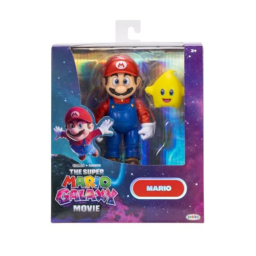 5-Inch Mario Action Figure with Glow-in-the-Dark Luma Star Accessory