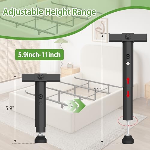 Adjustable Bed Center Support System with 8 Legs for Full to King Beds