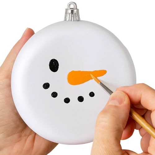 DIY Paintable Blank Christmas Ornaments Kit - 12 Flat Discs & Stencils