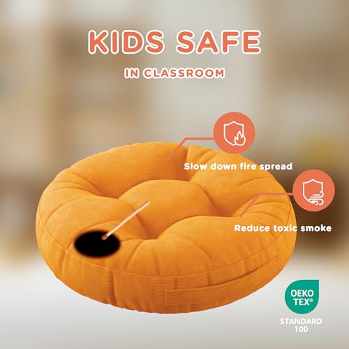 15-Inch Round Floor Cushions for Kids, 6-Pack Waterproof Classroom Seating