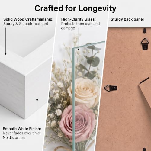 8x8 Deep Shadow Box Frame, Wooden 3D Display Case for Keepsakes and Flowers