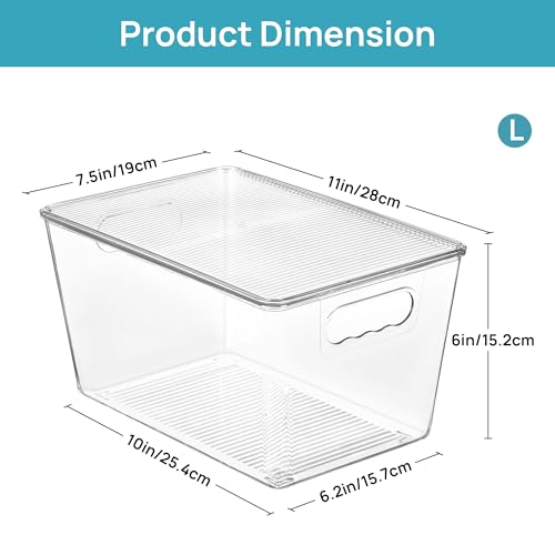 Vtopmart 6 Pack Clear Stackable Storage Bins with Lids & Handles