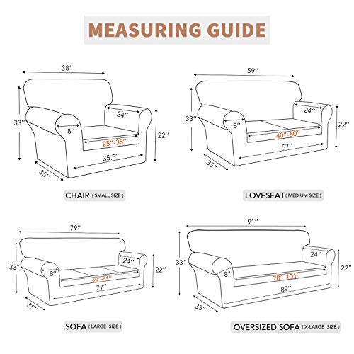 100% Waterproof Couch Cover - Stretch Jacquard 3-Cushion Sofa Slipcover
