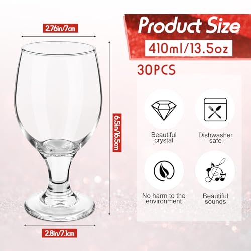 30-Piece Crystal Water Goblet Set, 13.5 oz Stemmed Drinking Glasses