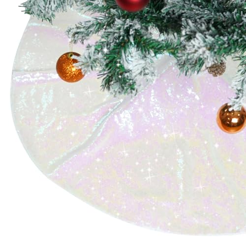 Iridescent White Sequin Christmas Tree Skirt - 36 Inch Round Base Cover