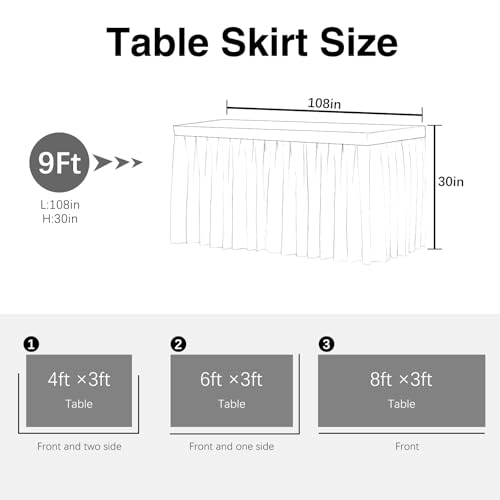 9ft Ruffled Chiffon Table Skirt - Elegant Black Tulle for Party Decor