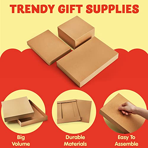 JOYIN 12PCS Christmas Brown Gift Boxes with Lids for Presents, 4"