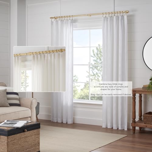 Brushed Gold Curtain Rings with Clips - 1-5/8 Inch, 18-Count Set