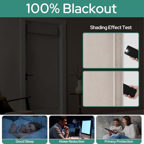 100% Blackout French Door Curtain (26x68 Inch) - Thermal Linen Panel