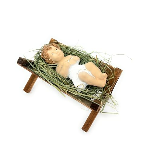 3.5 Inch Baby Jesus in Manger Figurine, Handcrafted Nativity Set Piece
