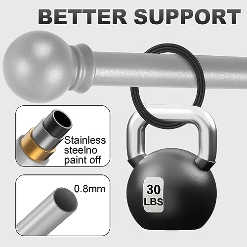 Adjustable Silver Curtain Rod, 32 to 48 Inch Stainless Steel Drapery Rod