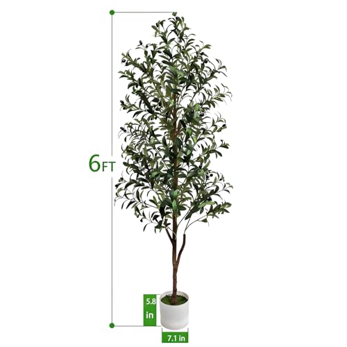 6FT Artificial Olive Tree with Pot - Realistic Faux Plant for Home Decor