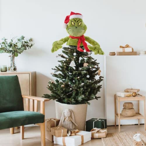 Plush Christmas Tree Hugger & Topper Decoration with Poseable Arms, 13-Inch