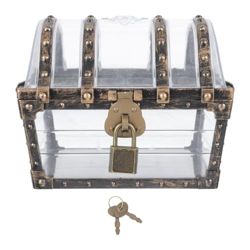 Clear Plastic Pirate Treasure Chest for Kids - 5.11-inch Treasure Box Toy