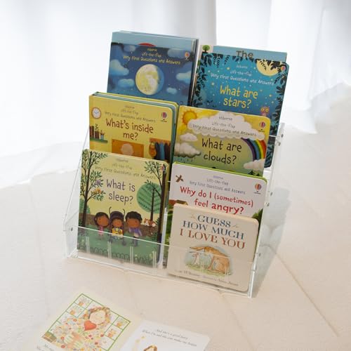 3-Tier Clear Desktop Kids Bookshelf, Portable Tabletop Book Organizer
