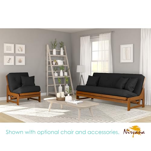 Queen Size Hardwood Futon Set with 8-Inch Mattress and Twill Cover