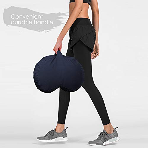 Round Zafu Meditation Cushion, Organic Cotton Yoga Pillow with Buckwheat