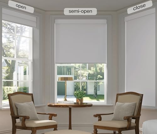 No Drill Blackout Roller Shades 34.5" W x 48" H - Cordless Design
