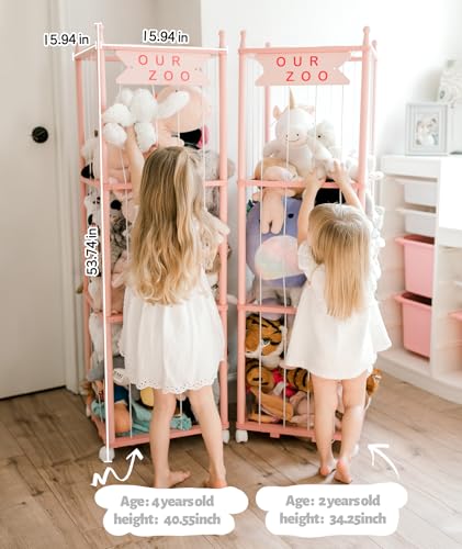 54-Inch Stuffed Animal Zoo Storage Organizer for Kids Playroom and Bedroom