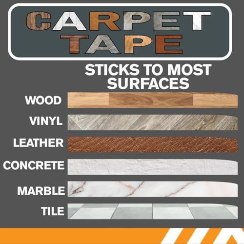 Heavy-Duty Double-Sided Carpet Tape, 2in x 36ft Rug Grip for Floors