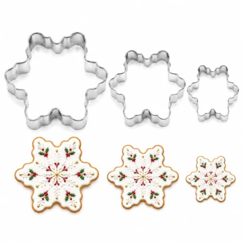 Keepatyart Stainless Steel Christmas Cookie Cutters Set Snowflake B 3 Sizes