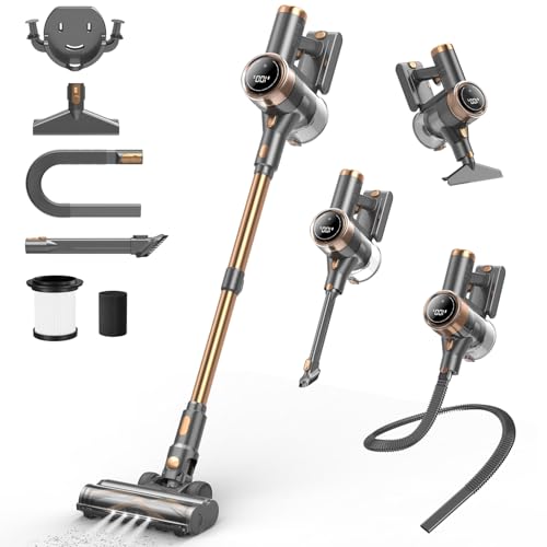 NuYupo Cordless Stick Vacuum Cleaner 10-in-1 Lightweight Rechargeable Gold