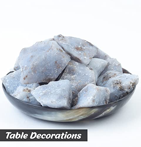 Blue Chalcedony Rough Raw Stones 1LB Bulk for Tumbling and Reiki Healing