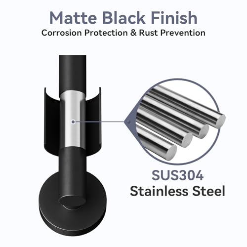 Bubxo Matte Black 24 Inch Bathroom Towel Bar - Wall Mounted SUS304 Rod