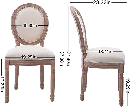 French Country Dining Chairs Set of 4, Upholstered Round Back Farmhouse Chairs