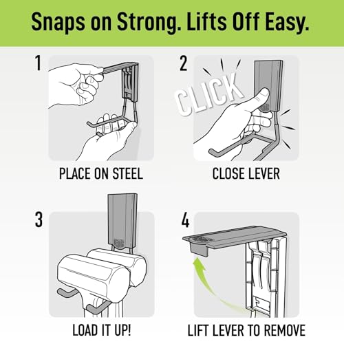 Heavy-Duty Magnetic Utility Hooks 3-Pack with Easy-Release Lever, 25 lb Capacity