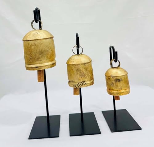 Brass Rustic Christmas Cow Bells Set of 3 - Handmade Holiday Decor