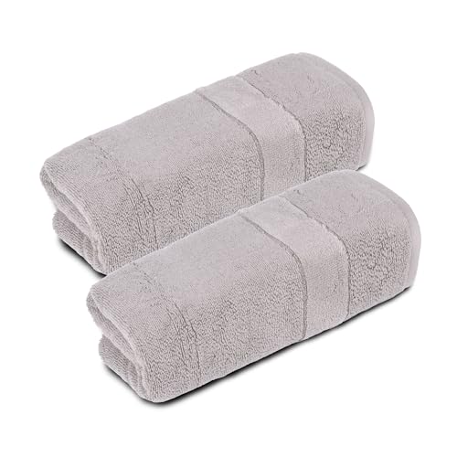 Luxury Turkish Cotton Fingertip Towels - Set of 2, 12x20 Inch, Light Grey