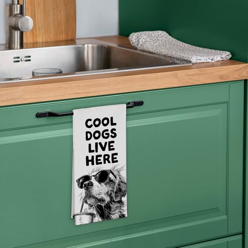 Dimurela Golden Retriever Kitchen Towels - Funny Dog Dish Hand Towel Gift